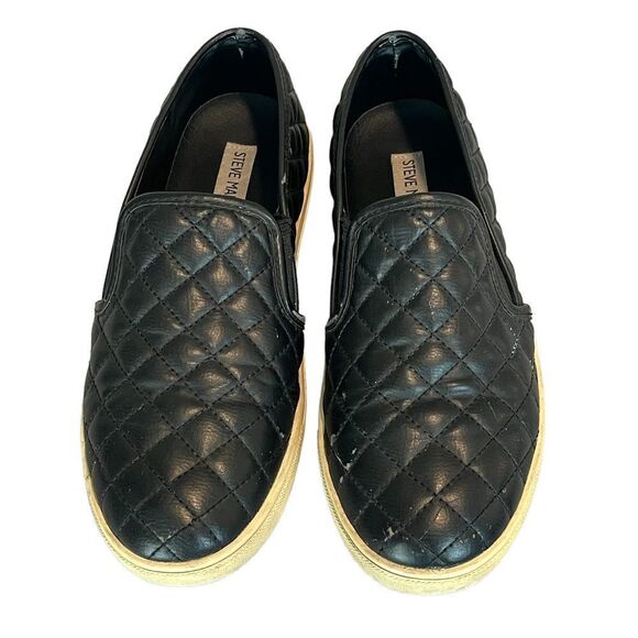 Steve madden Womens Black Quilted Faux Leather Slip On Loafers, Womens Size 9.5 - Picture 4 of 8
